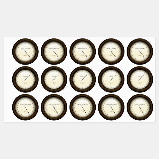 3 Industrial Meters Steampunk Cosplay & 飾's ラベル (シート)