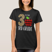 3 Is For 3rd Grade Teacher Leopard Buffalo Plaid S Tシャツ (正面)