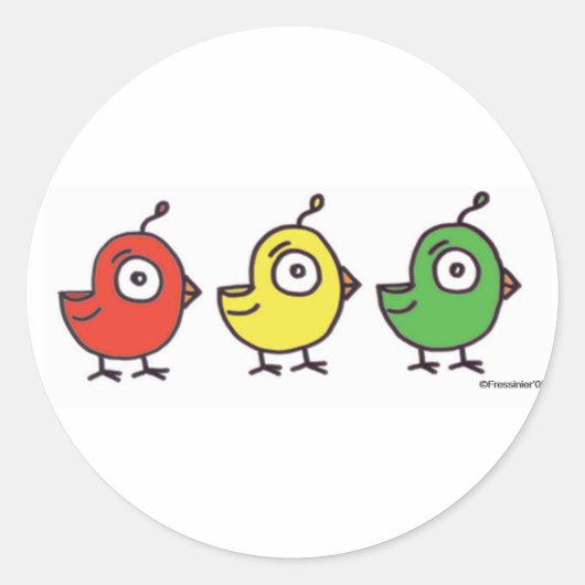 3 Little Birdies Stickers ラウンドシール (正面)