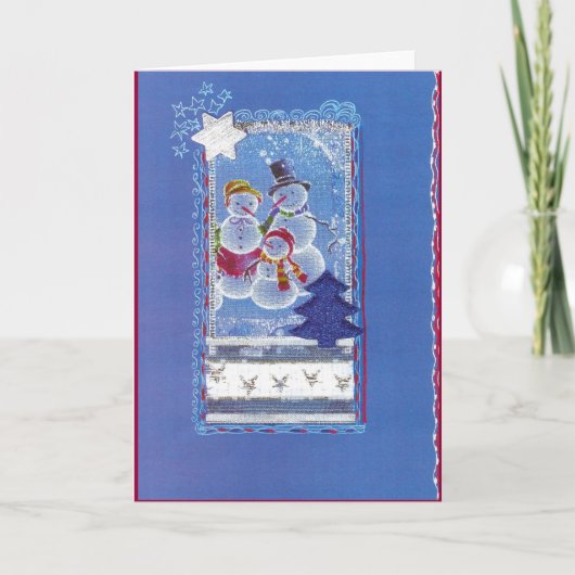 "3 Lustige Schneemänner, Weihnachts-Collage-Design シーズンカード (正面)