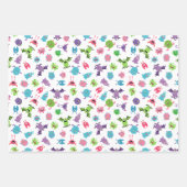3 Matching Colorful & Cool Monster Patterns ラッピングペーパーシート (正面2)