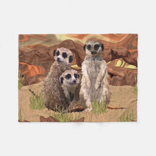 3 Meerly Meerkats フリースブランケット (正面(横))