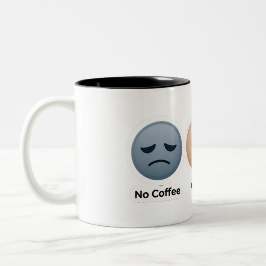 3 Moods of Coffee Funny Coffee Lover Design ツートーンマグカップ (左)