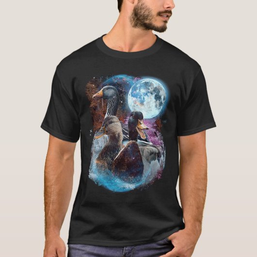 3 Moon アヒル 子ガモ 鳥 動物 Tシャツ (正面)