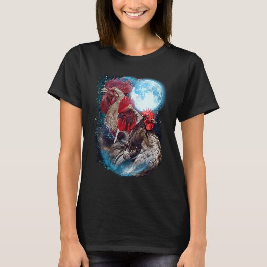 3 Moon Chicken Funny Bird Animal Lovers Graphic Ar Tシャツ (正面)