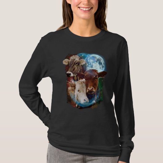 3 Moon Cow Livestock Cattle Animal Tシャツ (正面)