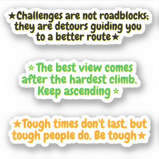 3 Motivational Quotes About Life Challenges | 3 シール (正面)