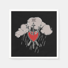 3 of Swords ラブハートタロットイラストリー スタンダードカクテルナプキン