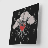 3 of Swords ラブハートタロットイラスト スクエア壁時計 (傾斜)