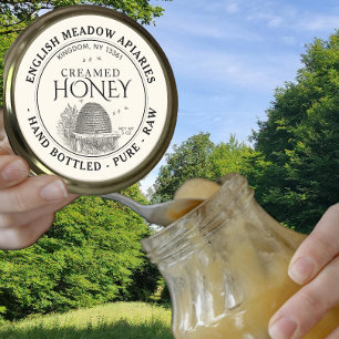 3 OZ CREAMED Honey Labelハンドボトル入り生の串 ラウンドシール