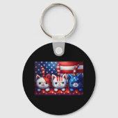 3 Patriotic Kittens With American Flag キーホルダー (裏面)