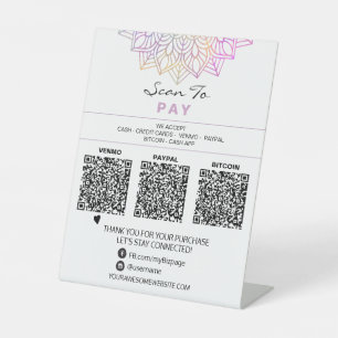 *~* 3 PAYMENTSテーブルテントQRテーブルトップ霊気ヨガ 台座サイン