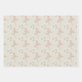 3 pcセットピーチとタンフローラとピンク水玉模様 ラッピングペーパーシート (正面3)