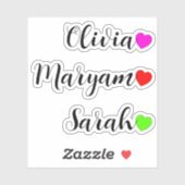 3 PC – 名前とハートビニールデカールシール シール (シート)