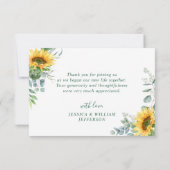 3 PHOTOひまわりユーカリ素朴結婚の サンキューカード (裏面)
