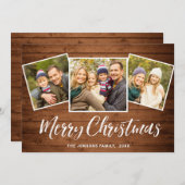 3 PHOTOクリスマスブ素朴ローウッドの挨拶 シーズンカード (正面/裏面)