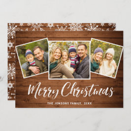 3 PHOTOクリスマスブ素朴ローウッドの挨拶 シーズンカード