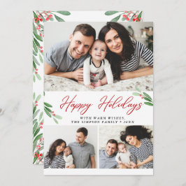 3 PHOTOコラージュのメリークリスマスグリーティング シーズンカード