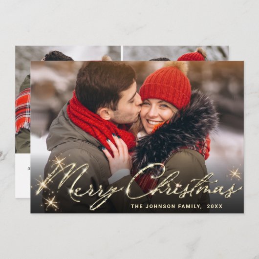 3 PHOTOゴールデンモダンクリスマスグリーティング シーズンカード (正面/裏面)