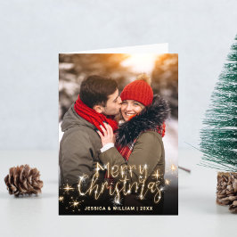 3 PHOTOゴールデンモダンクリスマスグリーティング シーズンカード