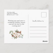 3 PHOTOパインコーンFirリースクリスマスホリデー ポストカード (裏面)