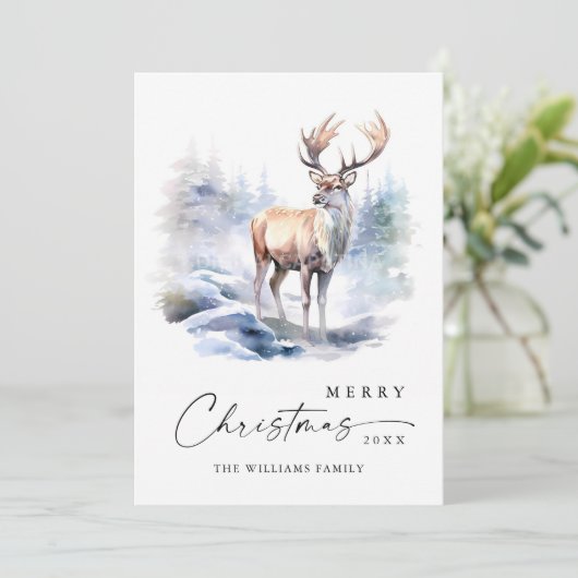 3 PHOTOミニマリストの鹿エレガントのクリスマス シーズンカード (スタンド正面)
