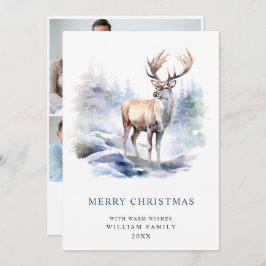 3 PHOTOミニマリストの鹿エレガントのクリスマス シーズンカード