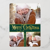 3 PHOTO単に輝くエレガントクリスマス金ゴールド 箔シーズンカード (正面)