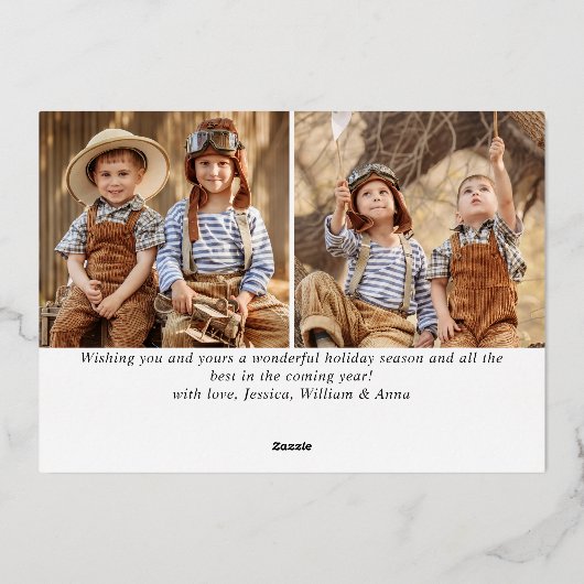 3 PHOTO単に輝くエレガントクリスマス金ゴールド 箔シーズンカード (裏面)