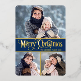 3 PHOTO単に輝くエレガントクリスマス金ゴールド 箔シーズンカード