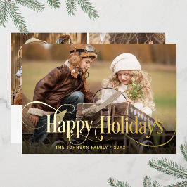 3 PHOTO単に輝くエレガントクリスマス金ゴールド 箔シーズンカード