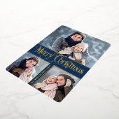 3 PHOTO単に輝くエレガントクリスマス金ゴールド 箔シーズンカード (回転した状態)