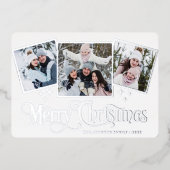3 PHOTO輝くメリークリスマスグリーティングシルバー 箔シーズンカード (正面)