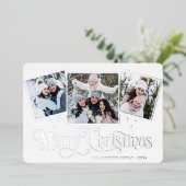 3 PHOTO輝くメリークリスマスグリーティングシルバー 箔シーズンカード (立ち正面)