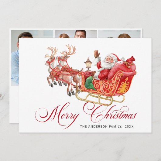 3 PHOTO お祭り サンタ スレイ クリスマス 挨拶 (正面/裏面)