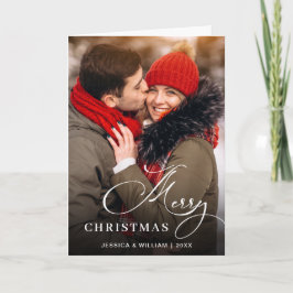 3 PHOTO モダン Merry Christmas Greeting シーズンカード