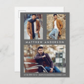 3 Photo Actor Model Compカードはがきグレー ポストカード (正面/裏面)