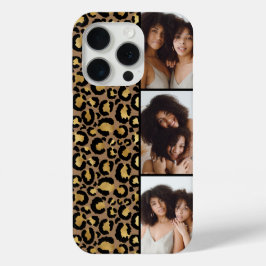3 Photo Brown And Gold Leopard Print iPhone 15 Proケース