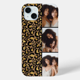 3 Photo Brown And Gold Leopard Print iPhone 15 Miniケース