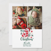 3 Photo Candy Cane Baby 1st Christmas シーズンカード (正面)