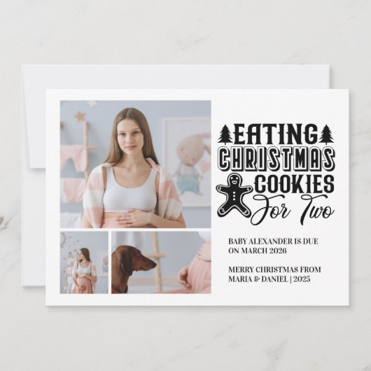 3 Photo Christmas Cookies for 2 妊娠 シーズンカード (正面)