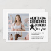 3 Photo Christmas Cookies for 2 Pregnancy シーズンカード (正面/裏面)