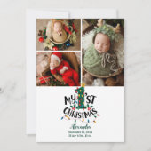 3 Photo Christmas Tree Lights First Christmas シーズンカード (正面)