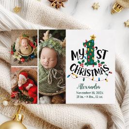 3 Photo Christmas Tree Lights First Christmas シーズンカード