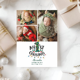 3 Photo Christmas Tree Lights First Christmas シーズンカード