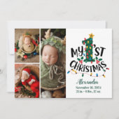 3 Photo Christmas Tree Lights First Christmas シーズンカード (正面)