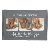 3 Photo Collageとトレンディーバウンススクリプト – グレー 枕カバー (裏面)