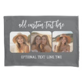 3 Photo Collageとトレンディーバウンススクリプト – グレー 枕カバー (正面)