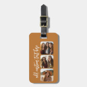 3 Photo Collageとトレンディーバウンススクリプト ラゲッジタグ (正面縦)