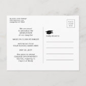 3 Photo Collageシンプル白黒卒業 案内ポストカード (裏面)